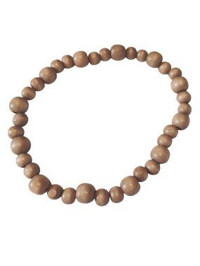 Anklet Natural Wood Bead Bracelet stretch Bead 11 inch Summer Coastal Beachwear
